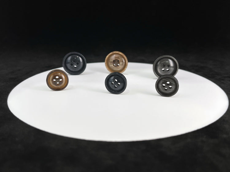 Pearl Imitation Buttons, 11.5mm & 15mm (18L & 24L), Neutral & Dark Tones 4-Hole Sew On for Shirts, Pants, Blouses, Dresses & Craft projects