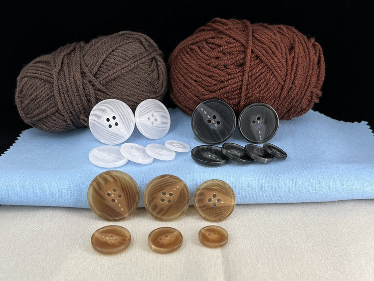 Horn Imitation Resin Buttons,15-28mm (24L-44L). 3 Different Colors. 4-Hole Sew On for Suits, Pants, Dresses, Coats, Jackets & Sweaters
