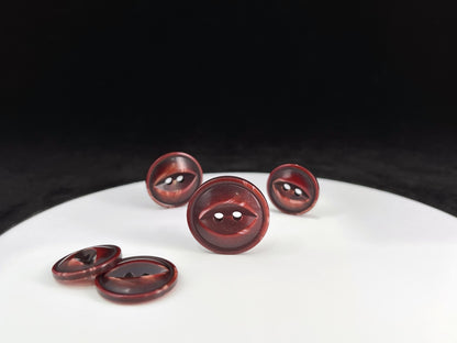 Bordeaux Rot Fischauge Perlenimitat-Knöpfe, Mehrfarbig, 18-23mm (28L, 32L & 36L). 2-Loch zum Annähen für Jacken, Mäntel, Bekleidung, Bastelarbeiten