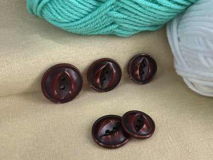 Bordeaux Rot Fischauge Perlenimitat-Knöpfe, Mehrfarbig, 18-23mm (28L, 32L & 36L). 2-Loch zum Annähen für Jacken, Mäntel, Bekleidung, Bastelarbeiten
