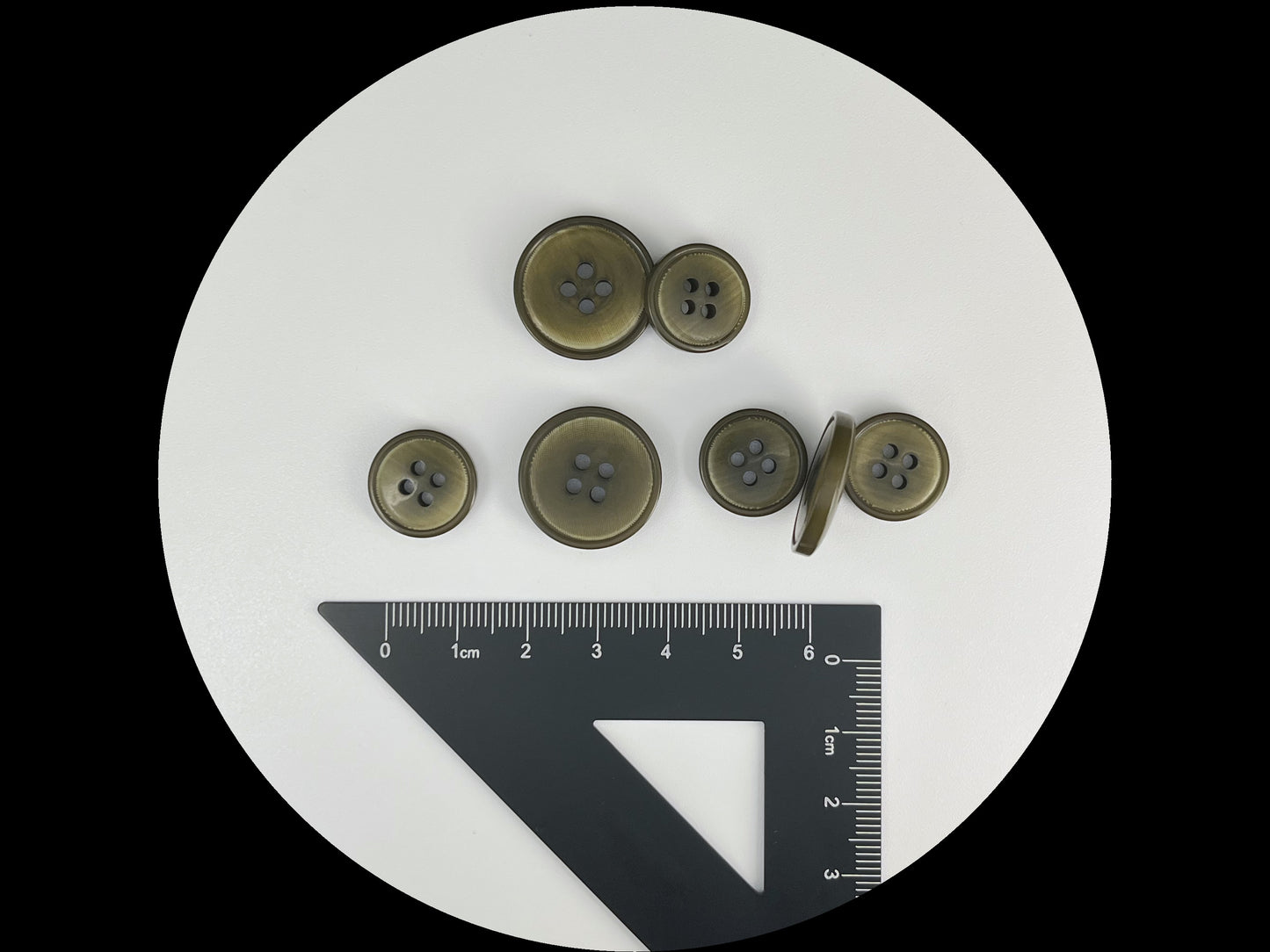 Vintage Olive Green Corozo Imitation Buttons, 15mm & 20mm (24L & 32L). 4-Hole Sew On for Suits, Pants, Dresses, Coats, Jackets & Sweaters