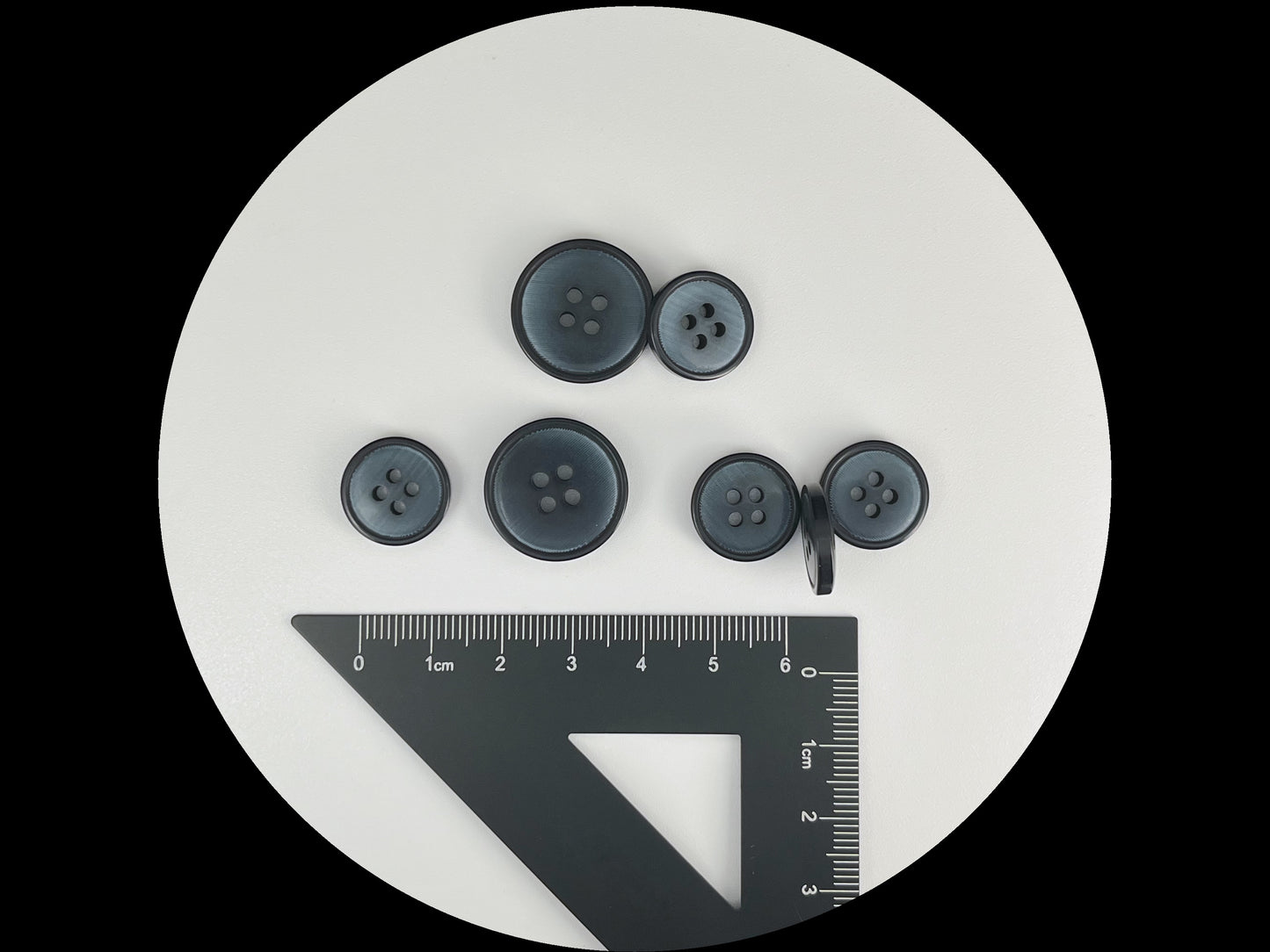 Vintage Smokey Blue Corozo Imitation Buttons, 15mm & 20mm (24L & 32L). 4-Hole Sew On for Suits, Pants, Dresses, Coats, Jackets & Sweaters