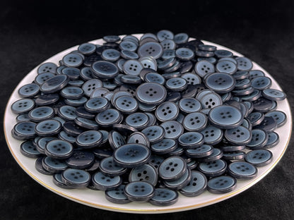 Vintage Smokey Blue Corozo Imitation Buttons, 15mm & 20mm (24L & 32L). 4-Hole Sew On for Suits, Pants, Dresses, Coats, Jackets & Sweaters