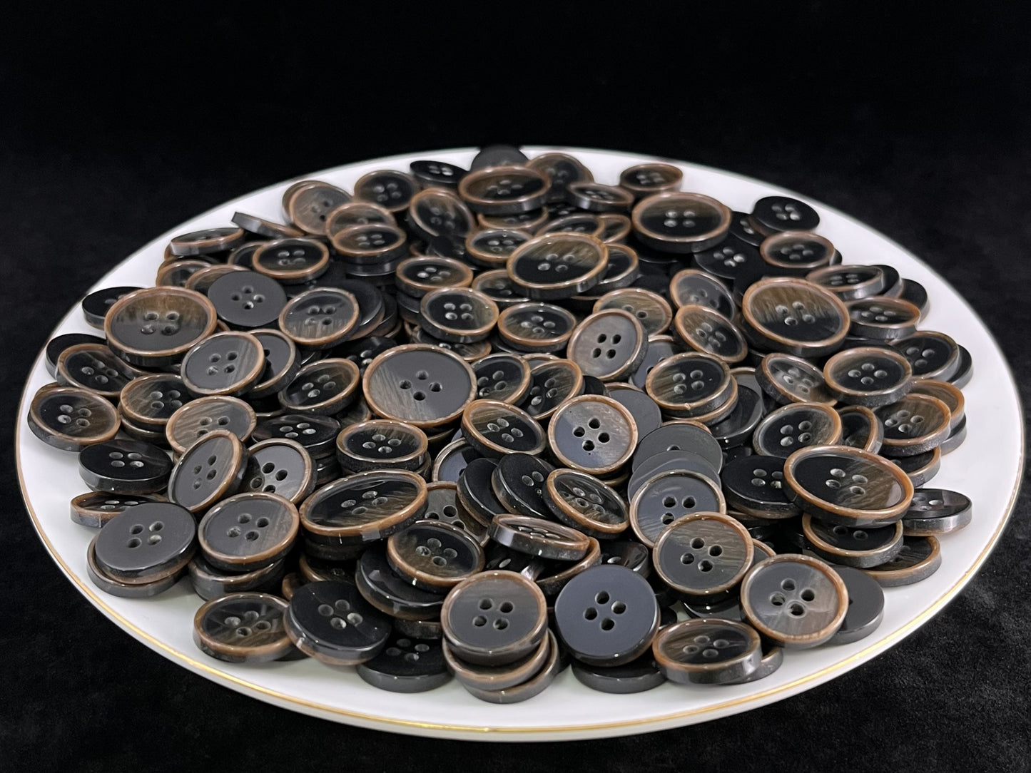 Vintage Dark Brown Corozo Imitation Buttons, 15mm & 20mm (24L & 32L). 4-Hole Sew On for Suits, Pants, Dresses, Coats, Jackets & Sweaters