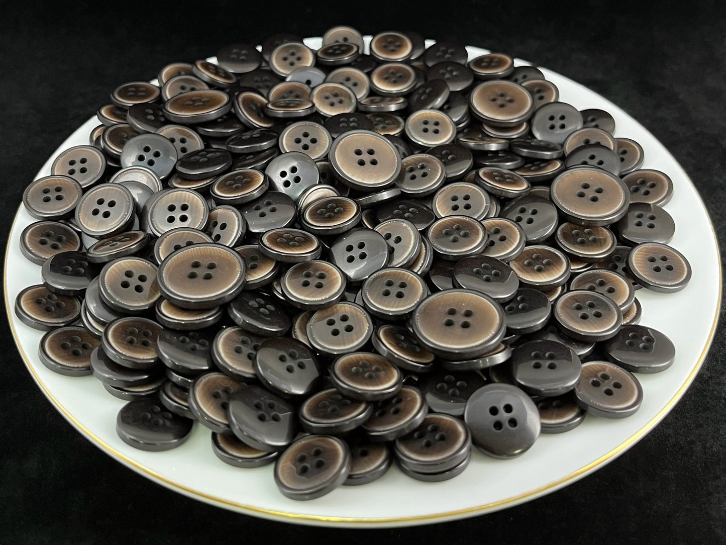 Vintage Dark Brown Corozo Imitation Buttons, 15mm & 20mm (24L & 32L). 4-Hole Sew On for Suits, Pants, Dresses, Coats, Jackets & Sweaters