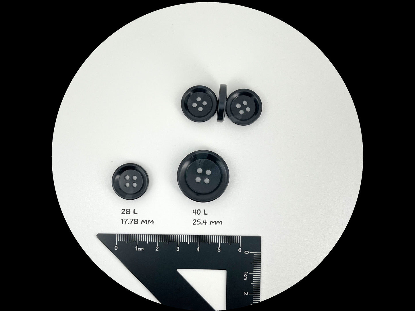 Hornimitat-Harzknöpfe, 18 mm & 25 mm (28L & 40L). 4-Loch zum Annähen für Anzüge, Hosen, Kleider, Mäntel, Jacken & Pullover
