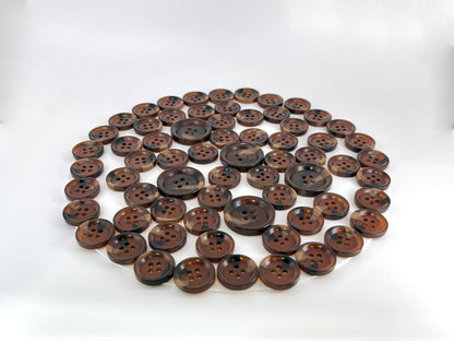 Dunkel Kaffeebraune Hornimitat-Kunstharzknöpfe, 18 mm & 25 mm (28L & 40L). 4-Loch zum Annähen für Anzüge, Hosen, Kleider, Mäntel, Jacken & Pullover