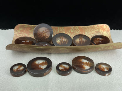 Braune, durchscheinende Hornimitat-Knöpfe mit durchgehendem Rand. 18-28mm (28L-44L), 2-Loch zum Annähen, für Jacken, Mäntel, Bekleidung & Bastelarbeiten