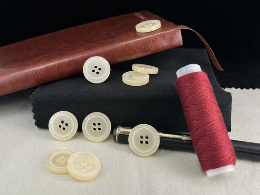 Beautiful Off-White Pearl Imitation Buttons, 18mm (28L). Round 4-Hole Sew On for Jackets, Coats, Apparel & Craft Projects