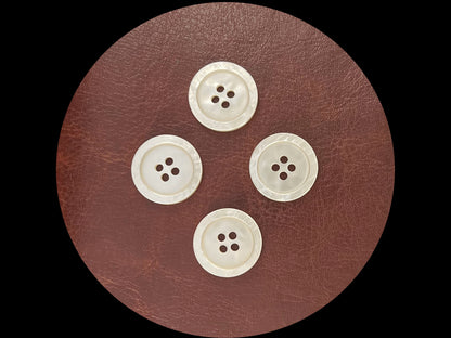 Beautiful Off-White Pearl Imitation Buttons, 18mm (28L). Round 4-Hole Sew On for Jackets, Coats, Apparel & Craft Projects