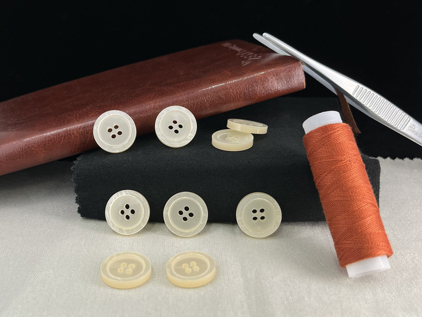 Beautiful Off-White Pearl Imitation Buttons, 18mm (28L). Round 4-Hole Sew On for Jackets, Coats, Apparel & Craft Projects