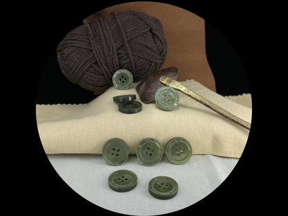 Beautiful Muted Green Pearl Imitation Buttons, 18mm (28L). Round 4-Hole Sew On for Jackets, Coats, Apparel & Craft Projects