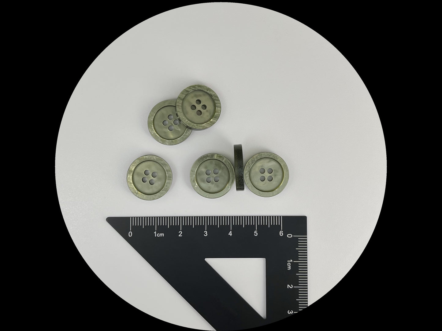 Beautiful Muted Green Pearl Imitation Buttons, 18mm (28L). Round 4-Hole Sew On for Jackets, Coats, Apparel & Craft Projects
