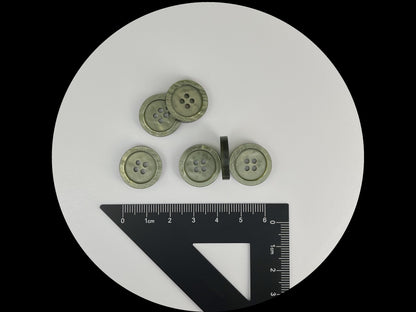 Beautiful Muted Green Pearl Imitation Buttons, 18mm (28L). Round 4-Hole Sew On for Jackets, Coats, Apparel & Craft Projects