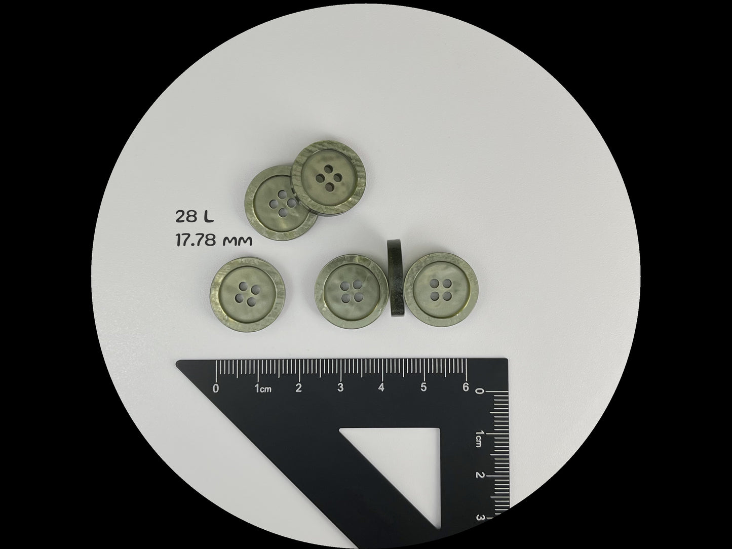 Beautiful Muted Green Pearl Imitation Buttons, 18mm (28L). Round 4-Hole Sew On for Jackets, Coats, Apparel & Craft Projects