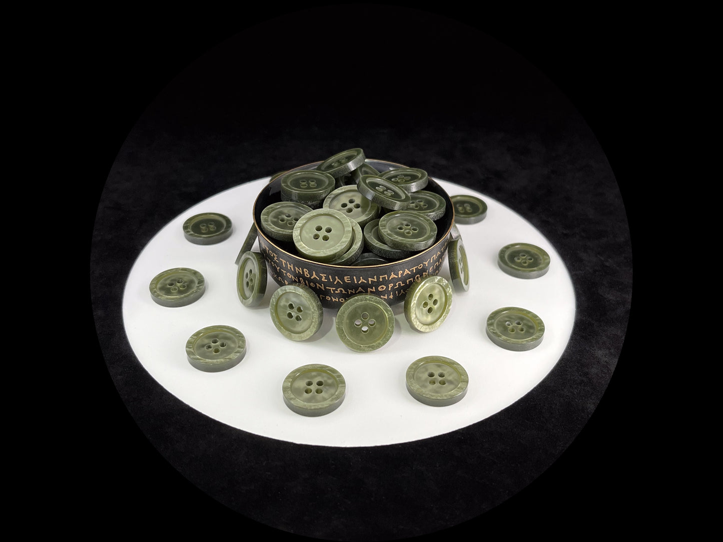 Beautiful Muted Green Pearl Imitation Buttons, 18mm (28L). Round 4-Hole Sew On for Jackets, Coats, Apparel & Craft Projects