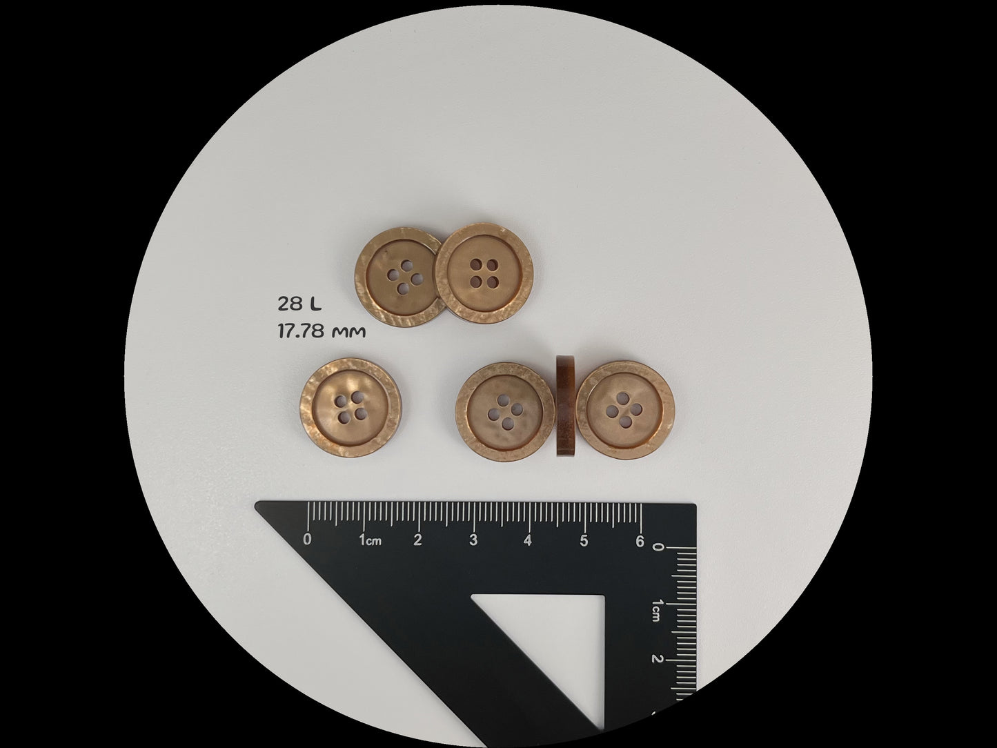 Beautiful Bronze Brown Pearl Imitation Buttons, 18mm (28L). Round 4-Hole Sew On for Jackets, Coats, Apparel & Craft Projects