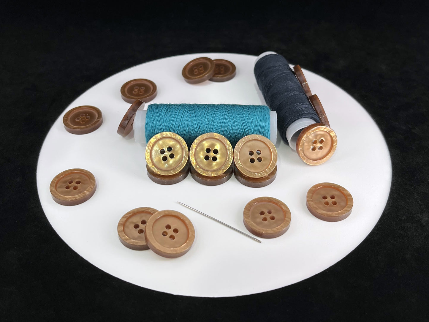 Beautiful Bronze Brown Pearl Imitation Buttons, 18mm (28L). Round 4-Hole Sew On for Jackets, Coats, Apparel & Craft Projects