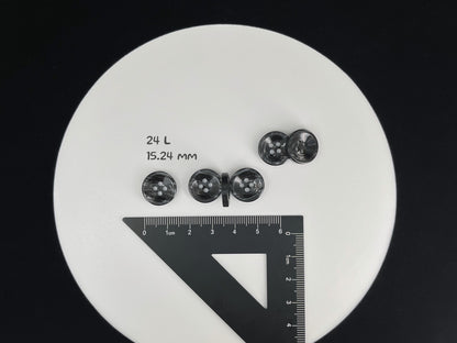 Schwarze Perlenimitat-Knöpfe, 11,5mm & 15mm (18L & 24L), neutrale & dunkle Töne 4-Loch zum Annähen für Hemden, Hosen, Blusen, Kleider & Bastelarbeiten