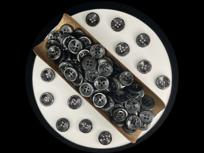 Schwarze Perlenimitat-Knöpfe, 11,5mm & 15mm (18L & 24L), neutrale & dunkle Töne 4-Loch zum Annähen für Hemden, Hosen, Blusen, Kleider & Bastelarbeiten