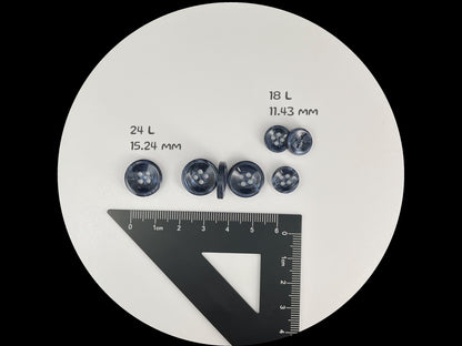 Dunkelblaue Perlenimitat-Knöpfe, 11,5 mm & 15 mm (18L & 24L), neutrale & dunkle Töne, 4-Loch zum Annähen für Hemden, Hosen, Blusen, Kleider & Bastelarbeiten