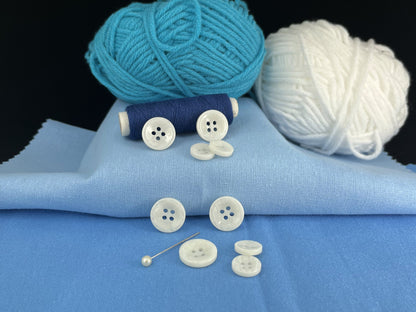 Weiße Perlenimitationsknöpfe, 11,5 mm & 15 mm (18L & 24L), neutrale & dunkle Farbtöne, 4-Loch zum Annähen für Hemden, Hosen, Blusen, Kleider & Bastelarbeiten