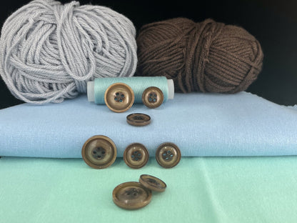 Braune Vintage-Optik Perlmuttimitat Knöpfe, 15mm & 20mm (24L & 32L). 4-Loch Annähknöpfe für Anzüge, Hosen, Kleider, Mäntel, Jacken & Pullover