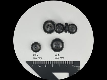 Dunkelgraue Imitationsperlenknöpfe im Vintage-Look, 15mm & 20mm (24L & 32L). 4-Loch-Annähknöpfe für Anzüge, Hosen, Kleider, Mäntel, Jacken & Pullover