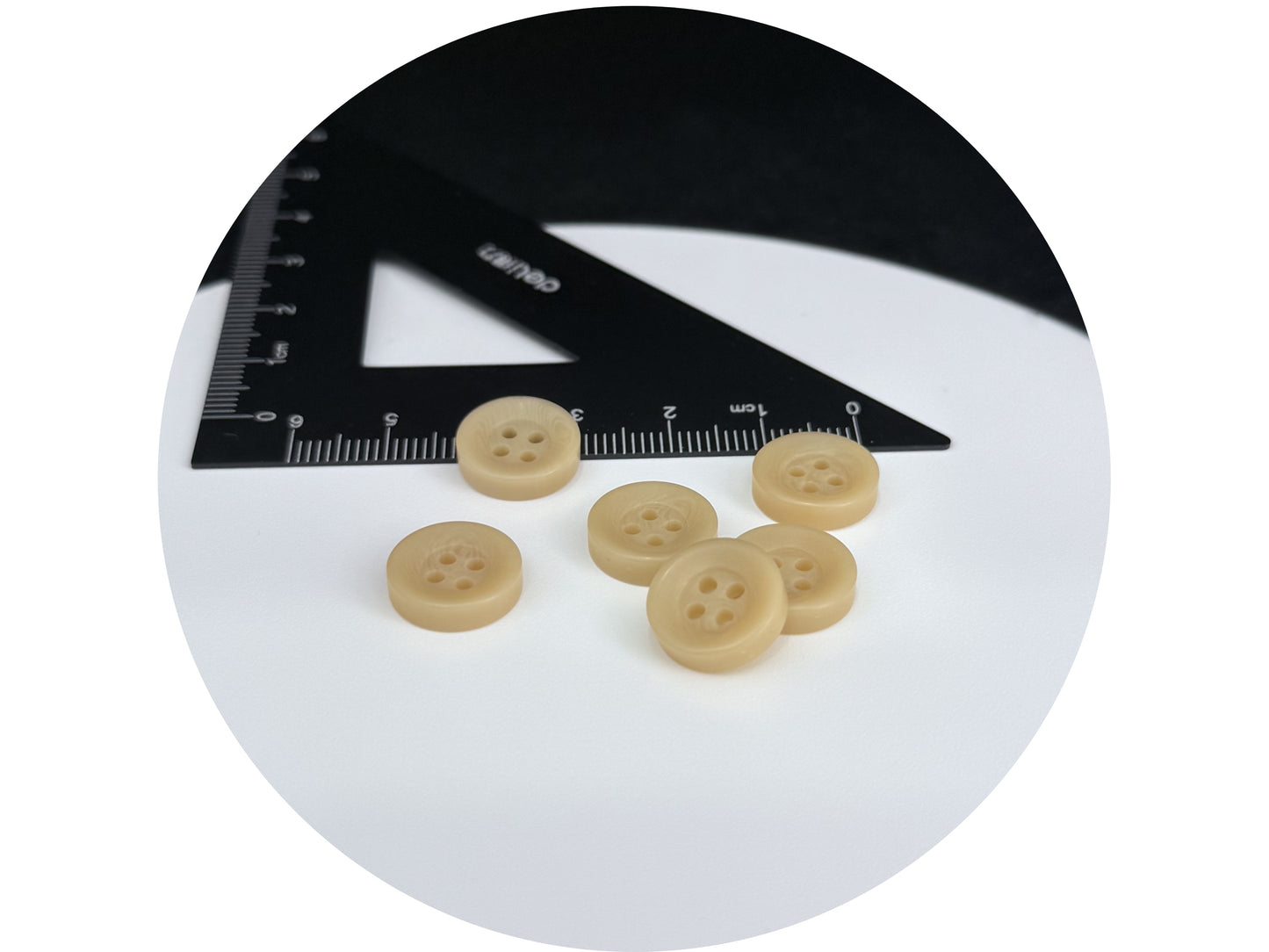 Beige Corozo Imitation Buttons, Recycled Plastic, 12.7mm (20L). 4-Hole Sew On for Shirts, Apparel, Sewing, Crafts