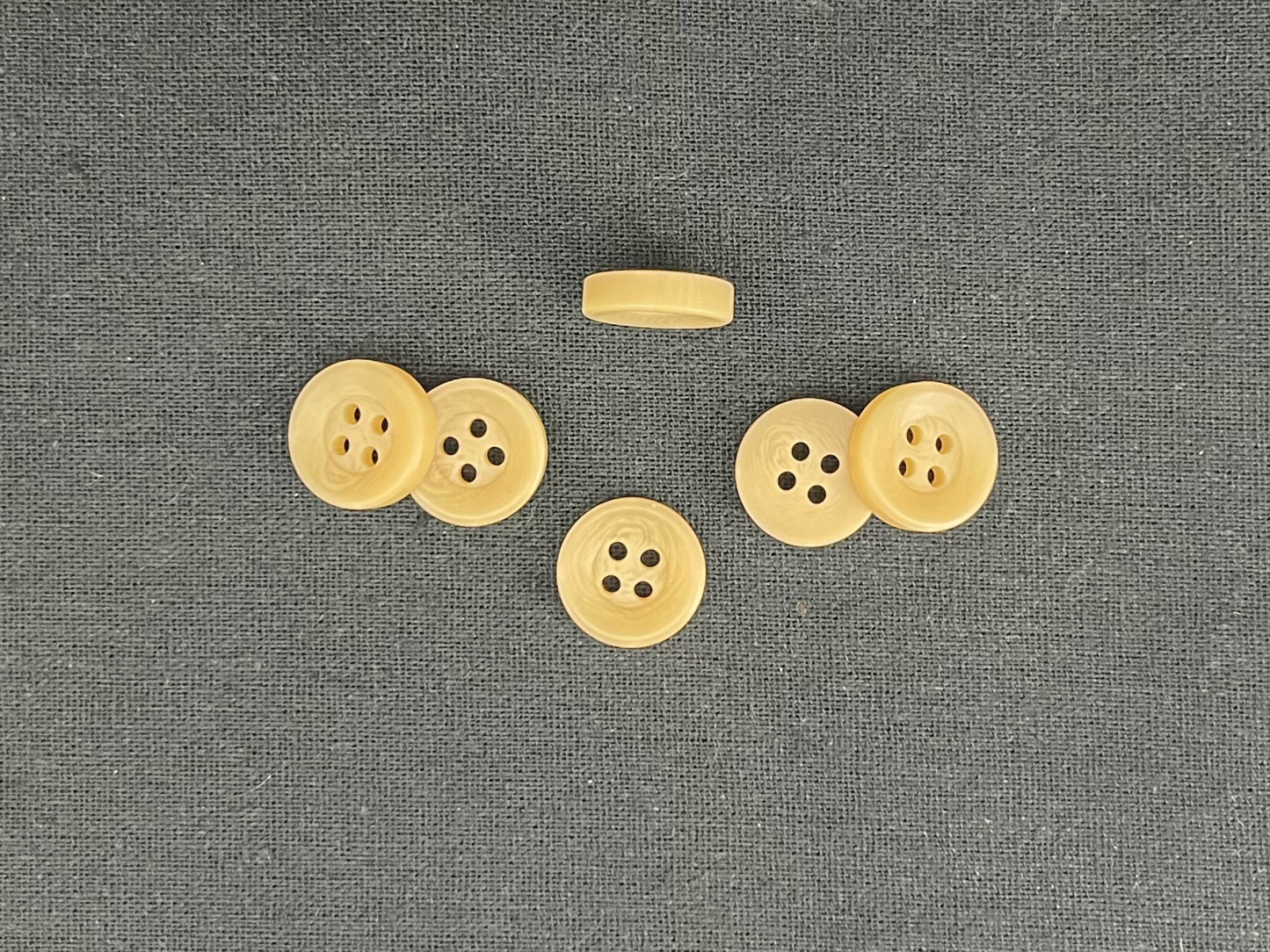 Beige Corozo Imitation Buttons, Recycled Plastic, 12.7mm (20L). 4-Hole Sew On for Shirts, Apparel, Sewing, Crafts