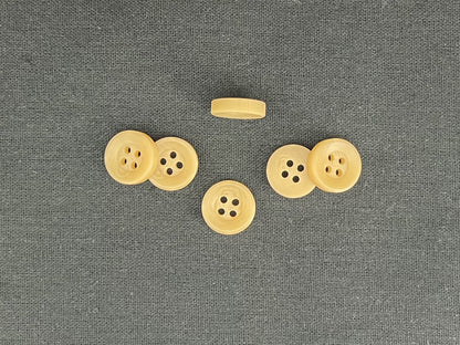 Beige Corozo Imitation Buttons, Recycled Plastic, 12.7mm (20L). 4-Hole Sew On for Shirts, Apparel, Sewing, Crafts