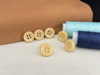 Beige Corozo Imitation Buttons, Recycled Plastic, 12.7mm (20L). 4-Hole Sew On for Shirts, Apparel, Sewing, Crafts