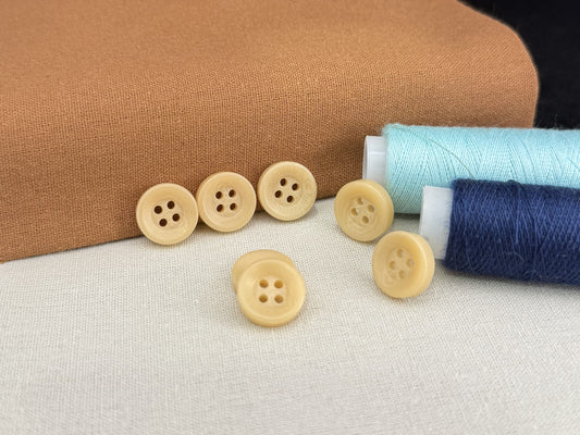 Beige Corozo Imitation Buttons, Recycled Plastic, 12.7mm (20L). 4-Hole Sew On for Shirts, Apparel, Sewing, Crafts