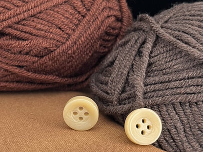 Beige Corozo Imitation Buttons, Recycled Plastic, 12.7mm (20L). 4-Hole Sew On for Shirts, Apparel, Sewing, Crafts