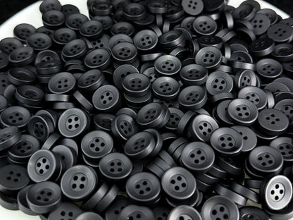 Schwarze Corozo-Imitat Knöpfe, recycelter Kunststoff, 12,7mm (20L). 4-Loch zum Annähen für Hemden, Bekleidung, Nähen, Basteln