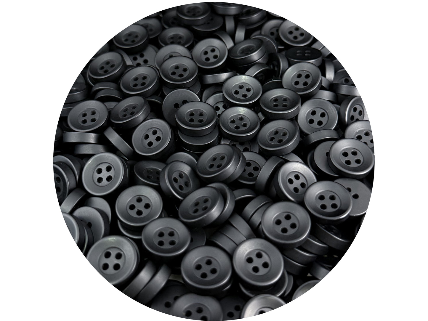 Schwarze Corozo-Imitat Knöpfe, recycelter Kunststoff, 12,7mm (20L). 4-Loch zum Annähen für Hemden, Bekleidung, Nähen, Basteln