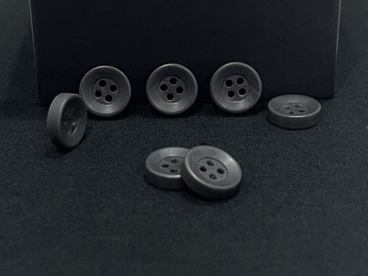 Dark Grey Corozo Imitation Buttons, Recycled Plastic, 12.7mm (20L). 4-Hole Sew On for Shirts, Apparel, Sewing, Crafts