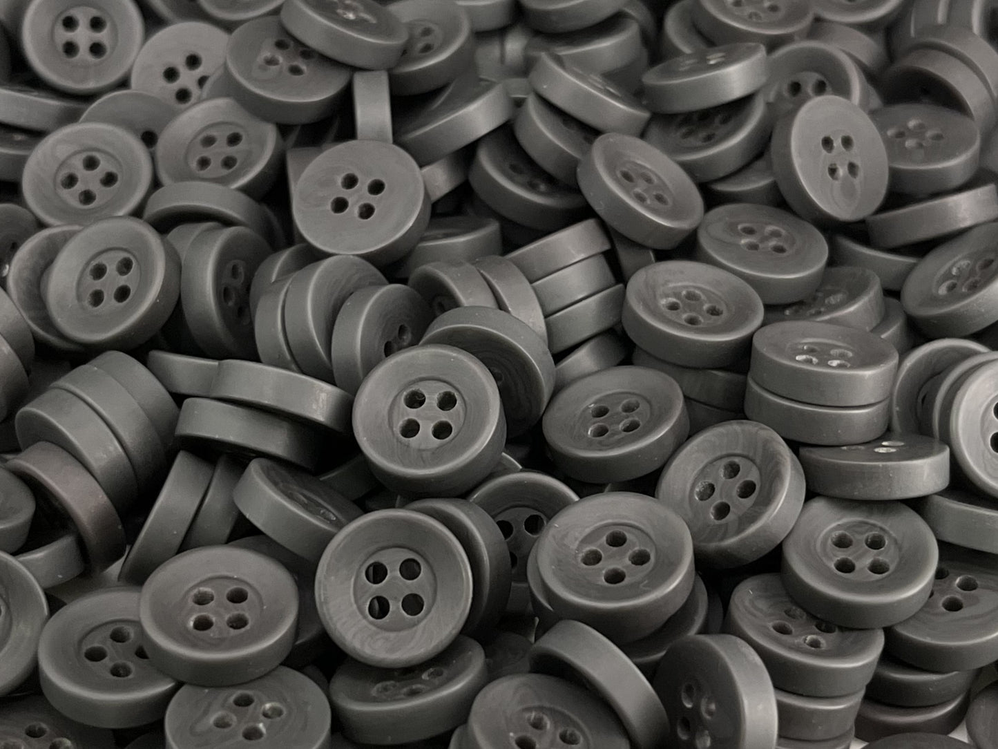 Dark Grey Corozo Imitation Buttons, Recycled Plastic, 12.7mm (20L). 4-Hole Sew On for Shirts, Apparel, Sewing, Crafts
