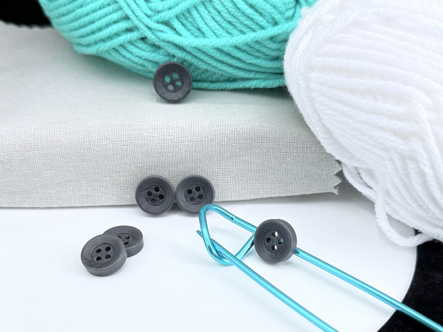 Dark Grey Corozo Imitation Buttons, Recycled Plastic, 12.7mm (20L). 4-Hole Sew On for Shirts, Apparel, Sewing, Crafts