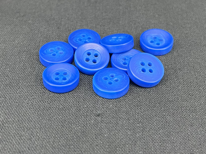 Coblat Blue Corozo Imitation Buttons, Recycled Plastic, 12.7mm (20L). 4-Hole Sew On for Shirts, Apparel, Sewing, Crafts