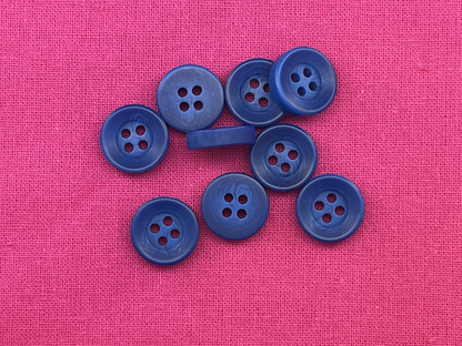 Coblat Blue Corozo Imitation Buttons, Recycled Plastic, 12.7mm (20L). 4-Hole Sew On for Shirts, Apparel, Sewing, Crafts