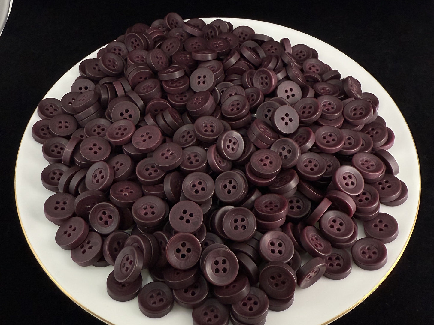 Wine Red Corozo Imitation Buttons, Recycled Plastic, 12.7mm (20L). 4-Hole Sew On for Shirts, Apparel, Sewing, Crafts