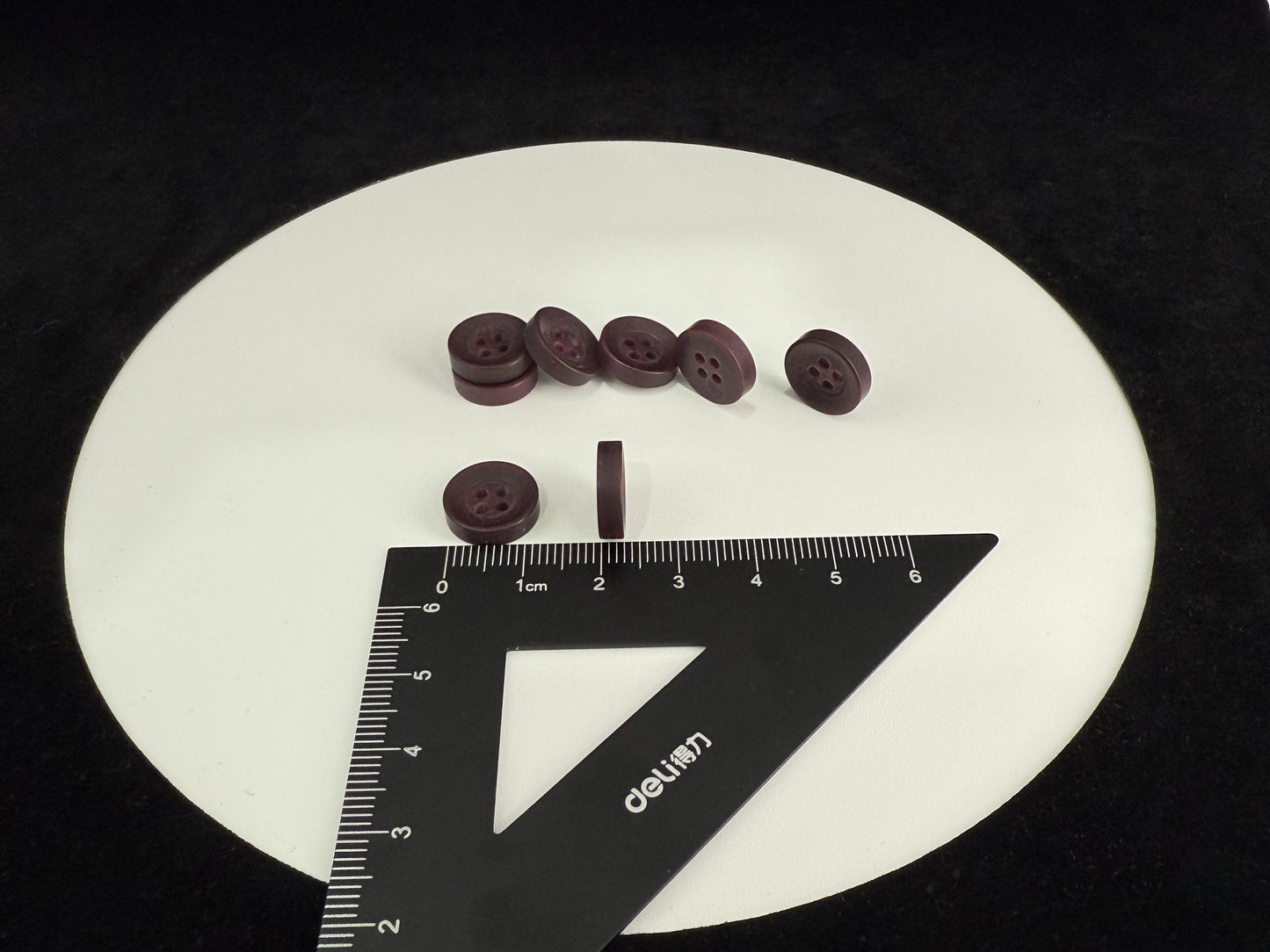 Wine Red Corozo Imitation Buttons, Recycled Plastic, 12.7mm (20L). 4-Hole Sew On for Shirts, Apparel, Sewing, Crafts