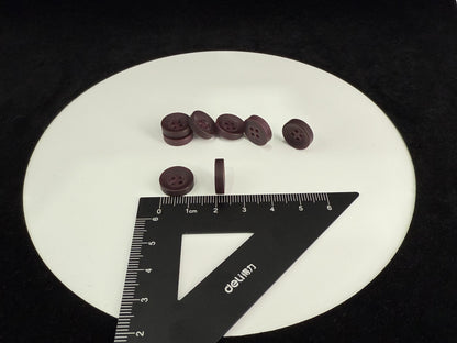 Wine Red Corozo Imitation Buttons, Recycled Plastic, 12.7mm (20L). 4-Hole Sew On for Shirts, Apparel, Sewing, Crafts