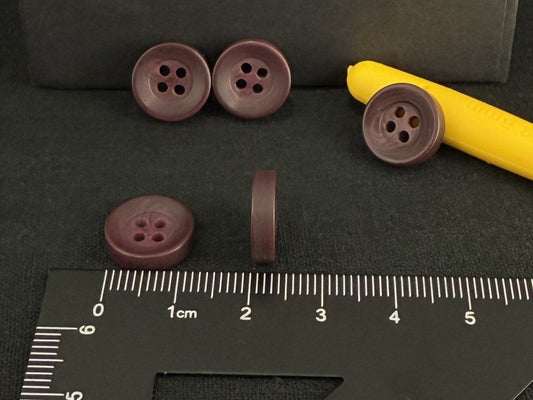 Wine Red Corozo Imitation Buttons, Recycled Plastic, 12.7mm (20L). 4-Hole Sew On for Shirts, Apparel, Sewing, Crafts