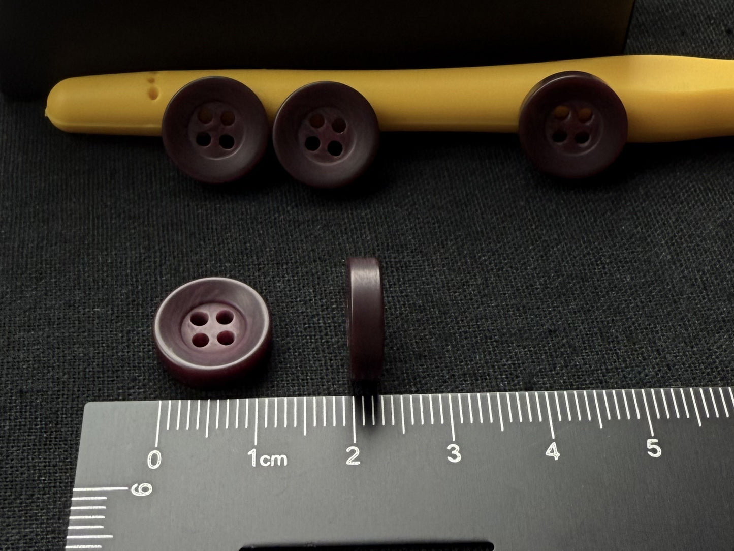 Wine Red Corozo Imitation Buttons, Recycled Plastic, 12.7mm (20L). 4-Hole Sew On for Shirts, Apparel, Sewing, Crafts