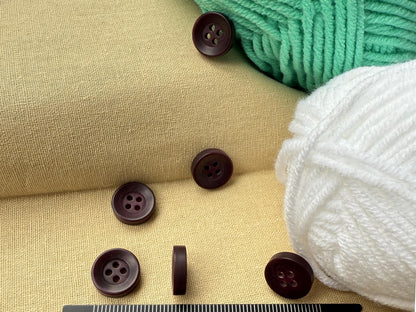 Wine Red Corozo Imitation Buttons, Recycled Plastic, 12.7mm (20L). 4-Hole Sew On for Shirts, Apparel, Sewing, Crafts