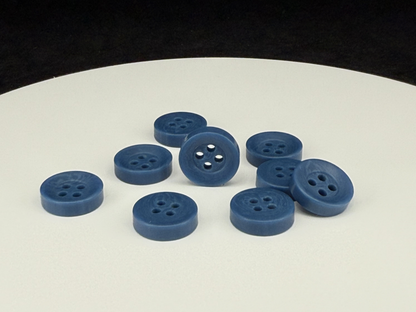 Dusk Blue Corozo Imitation Buttons, Recycled Plastic, 12.7mm (20L). 4-Hole Sew On for Shirts, Apparel, Sewing, Crafts
