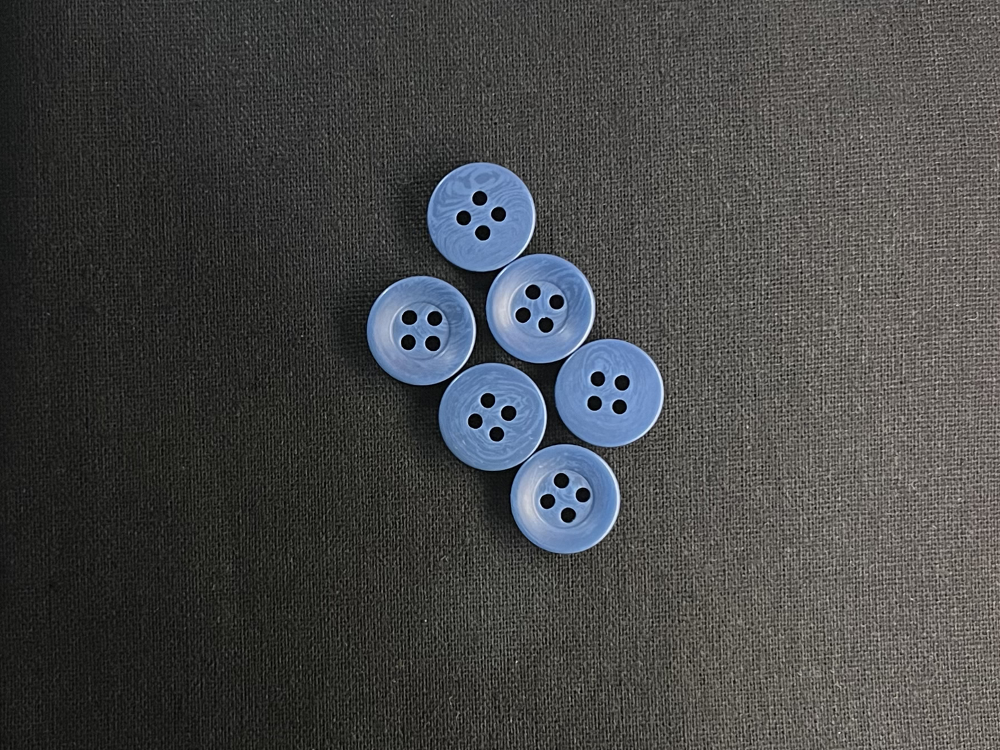 Dusk Blue Corozo Imitation Buttons, Recycled Plastic, 12.7mm (20L). 4-Hole Sew On for Shirts, Apparel, Sewing, Crafts