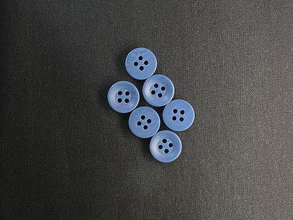 Dusk Blue Corozo Imitation Buttons, Recycled Plastic, 12.7mm (20L). 4-Hole Sew On for Shirts, Apparel, Sewing, Crafts